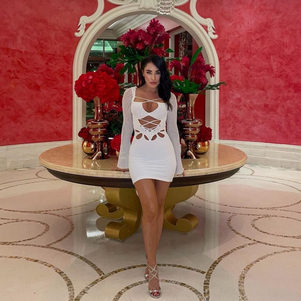 White short mini dress with cut out